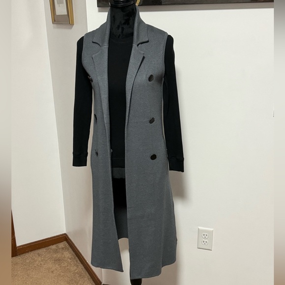 Rachel Zoe Women's S Gray Open Front Knit Cardigan Sweater Vest - Picture 3 of 11